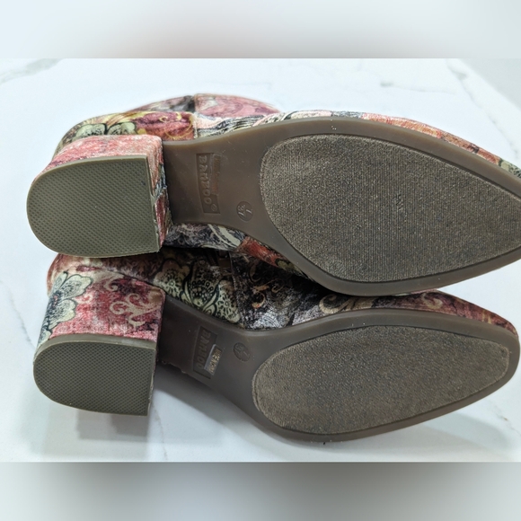 Bamboo velvet floral multi color ankle bootie boot size zip block heel size 7 - Picture 9 of 11